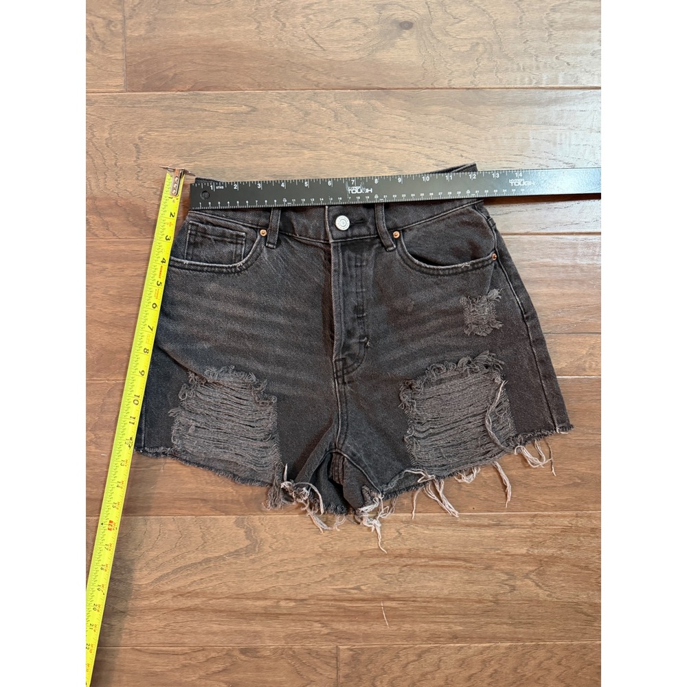 PacSun Womens High Rise Icon Short Washed Black Distressed Denim Size 25 - Picture 5 of 7